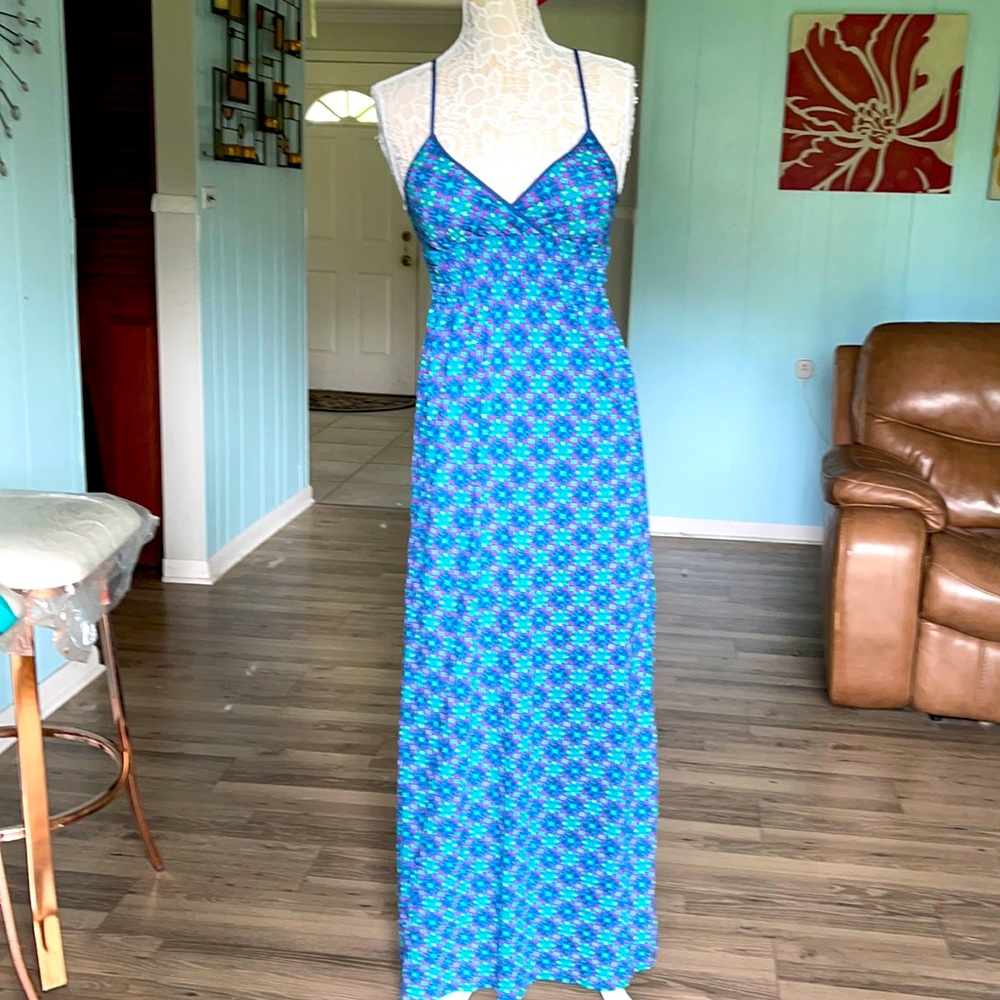 NWT Energie green blue purple floral maxi dress